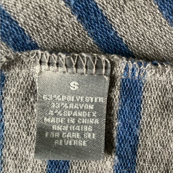 Retro-ology Hooded Cardigan with Pockets Grey and Blue Stripes Women’s S - Picture 2 of 7